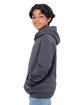 Threadfast Apparel Epic Youth Fleece Pullover Hooded Sweatshirt heather drk grey ModelSide