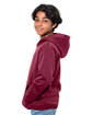 Threadfast Apparel Epic Youth Fleece Pullover Hooded Sweatshirt maroon ModelSide