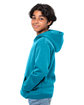 Threadfast Apparel Epic Youth Fleece Pullover Hooded Sweatshirt teal ModelSide