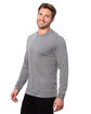 Threadfast Apparel Epic Unisex CVC Long Sleeve T-Shirt heather drk grey ModelQrt