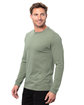 Threadfast Apparel Epic Unisex CVC Long Sleeve T-Shirt hthr mlitary grn ModelQrt