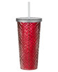 Prime Line 22oz Sparkle Straw Tumbler red ModelBack