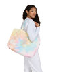 US Blanks USA Made Swirl Tie-Dye Large Canvas Shopper Tote Bag multicolor ModelSide