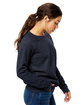 US Blanks Ladies' Raglan Pullover Long Sleeve Crewneck Sweatshirt tri navy ModelSide