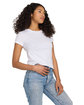 US Blanks Ladies' USA Made Organic Cotton Rib Crop T-Shirt white ModelSide