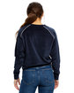 US Blanks Ladies' Velour Cropped Fleece navy blue ModelBack