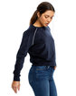 US Blanks Ladies' Velour Cropped Fleece navy blue ModelSide