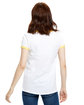US Blanks Ladies' USA Made Classic Ringer T-Shirt white/ yellow ModelBack