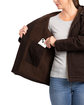 Berne Ladies' Sherpa-Lined Twill Hooded Jacket dark brown ModelQrt